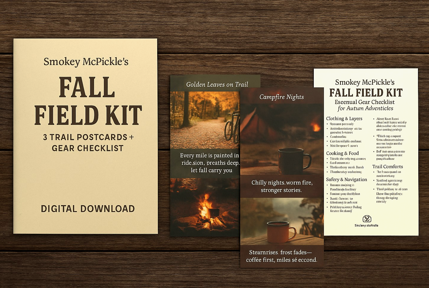 Fall Field Kit: 3 Trail Postcards + Gear Checklist (Digital Download)
